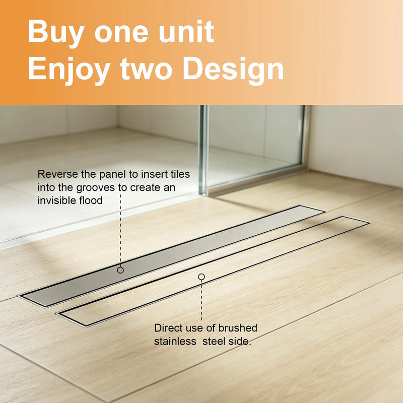 32 Inch Stainless Steel Rectangle Linear Shower Drain for Bathroom – Matte Black, Brushed Nickel & Brushed Gold