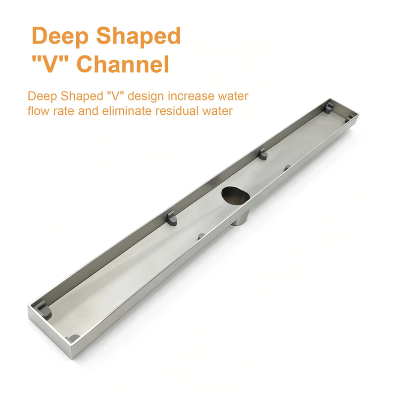 32 Inch Stainless Steel Rectangle Linear Shower Drain for Bathroom – Matte Black, Brushed Nickel & Brushed Gold
