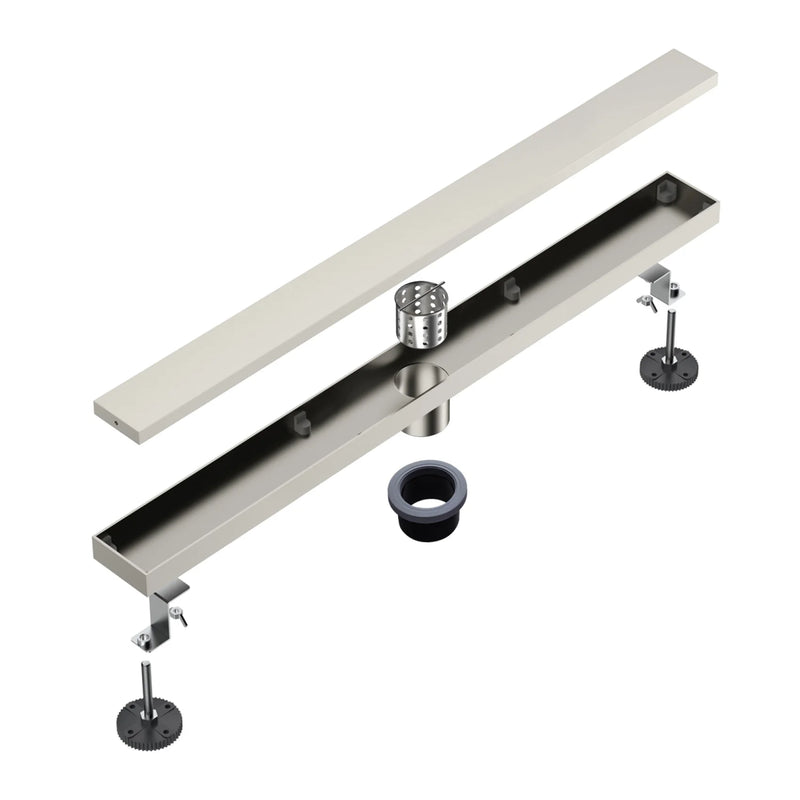 32 Inch Stainless Steel Rectangle Linear Shower Drain for Bathroom – Matte Black, Brushed Nickel & Brushed Gold