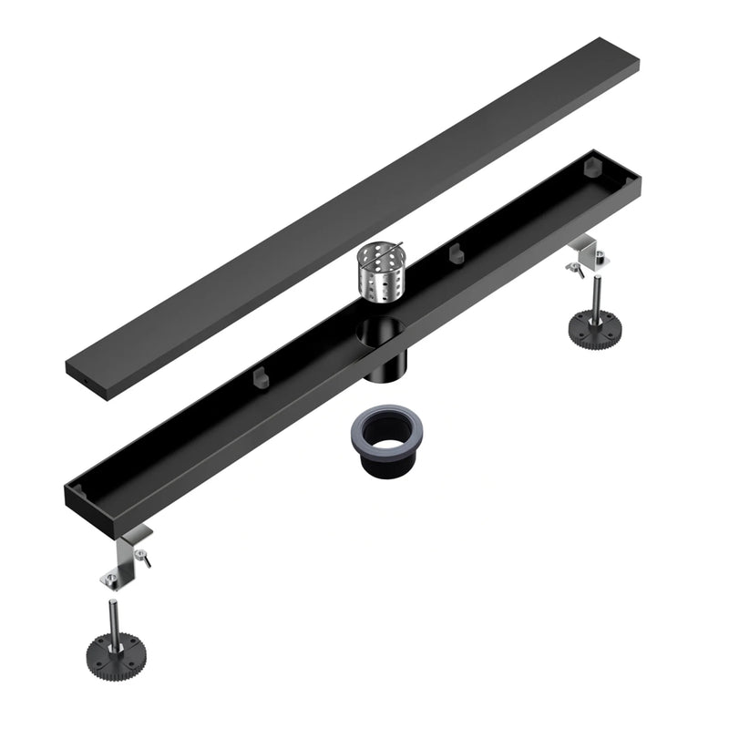 32 Inch Stainless Steel Rectangle Linear Shower Drain for Bathroom – Matte Black, Brushed Nickel & Brushed Gold