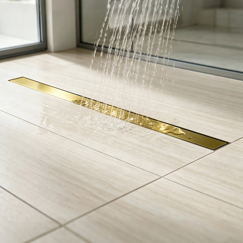 36 Inch Stainless Steel Shower Drain, Modern Linear Floor Drain for Bathroom – Matte Black, Brushed Nickel & Brushed Gold