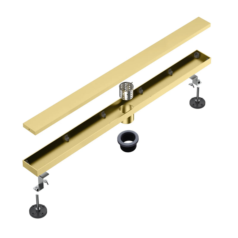 36 Inch Stainless Steel Shower Drain, Modern Linear Floor Drain for Bathroom – Matte Black, Brushed Nickel & Brushed Gold