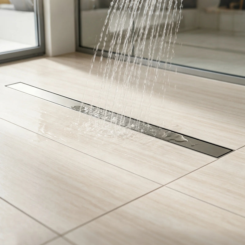36 Inch Stainless Steel Shower Drain, Modern Linear Floor Drain for Bathroom – Matte Black, Brushed Nickel & Brushed Gold