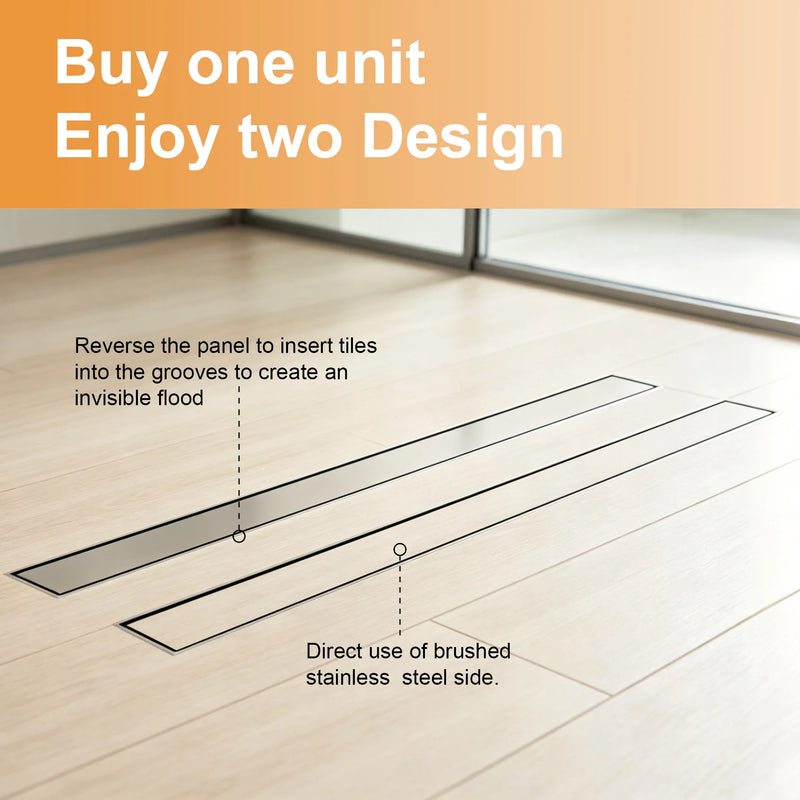 36 Inch Stainless Steel Shower Drain, Modern Linear Floor Drain for Bathroom – Matte Black, Brushed Nickel & Brushed Gold