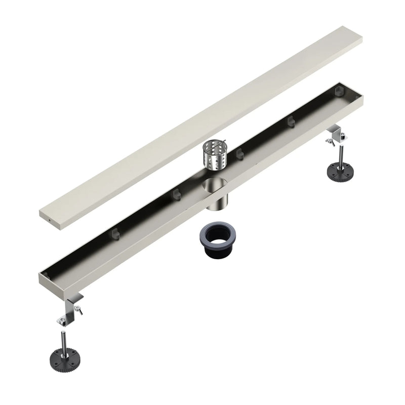 36 Inch Stainless Steel Shower Drain, Modern Linear Floor Drain for Bathroom – Matte Black, Brushed Nickel & Brushed Gold