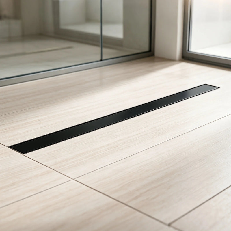 36 Inch Stainless Steel Shower Drain, Modern Linear Floor Drain for Bathroom – Matte Black, Brushed Nickel & Brushed Gold