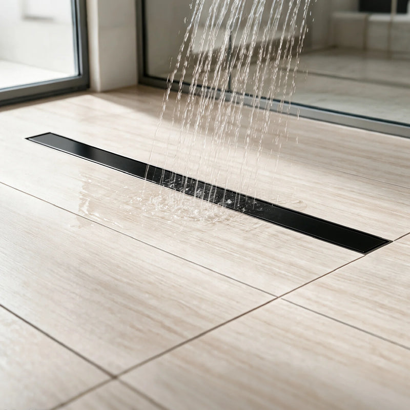 36 Inch Stainless Steel Shower Drain, Modern Linear Floor Drain for Bathroom – Matte Black, Brushed Nickel & Brushed Gold