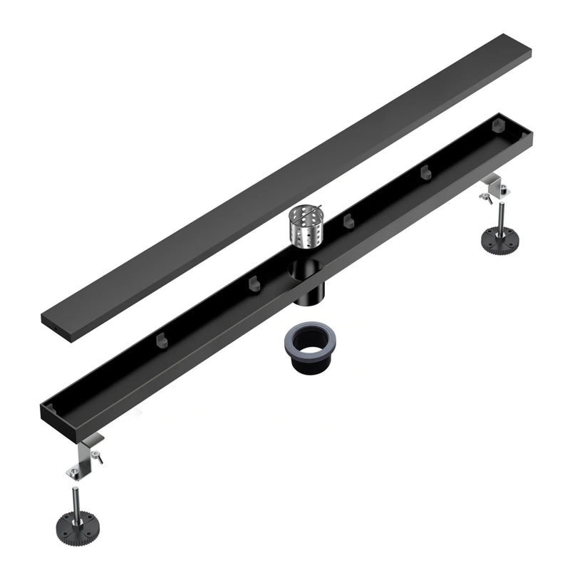 36 Inch Stainless Steel Shower Drain, Modern Linear Floor Drain for Bathroom – Matte Black, Brushed Nickel & Brushed Gold