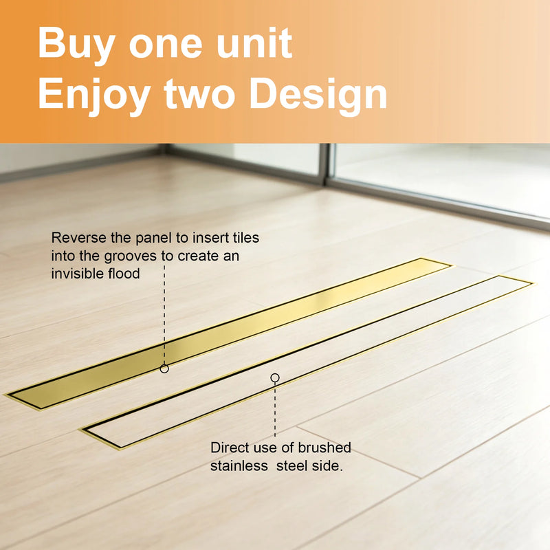40 Inch Stainless Steel Rectangle Shower Drain, Linear Shower Floor Drain for Bathroom – Matte Black, Brushed Nickel & Brushed Gold