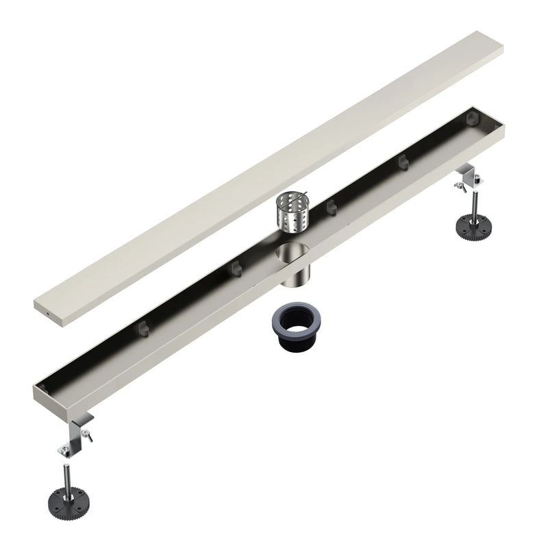 40 Inch Stainless Steel Rectangle Shower Drain, Linear Shower Floor Drain for Bathroom – Matte Black, Brushed Nickel & Brushed Gold