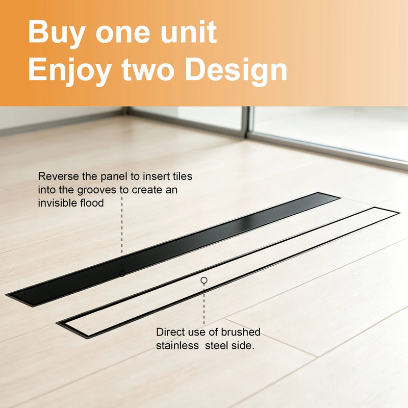 40 Inch Stainless Steel Rectangle Shower Drain, Linear Shower Floor Drain for Bathroom – Matte Black, Brushed Nickel & Brushed Gold