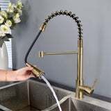 Kitchen Faucet High Arc Spring Kitchen Sink Faucet with Sprayer Single Handle Hole