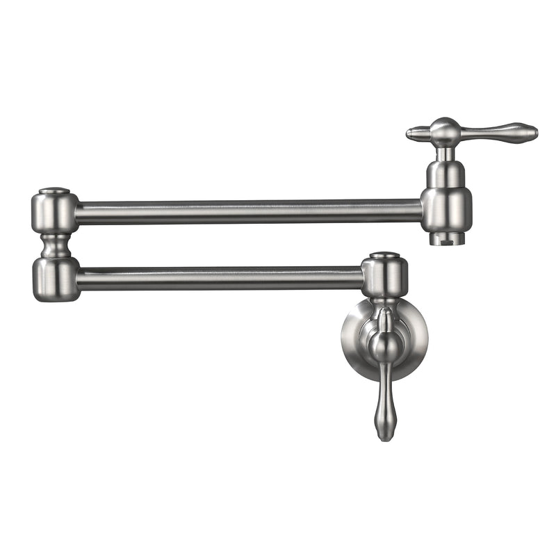 Pot Filler Faucet Wall Mount Brass Faucets Kitchen Commercial Faucet Folding Kitchen Faucet Lead-Free Restaurant Faucets 2 Handles Double Joint Swing Arm Faucet