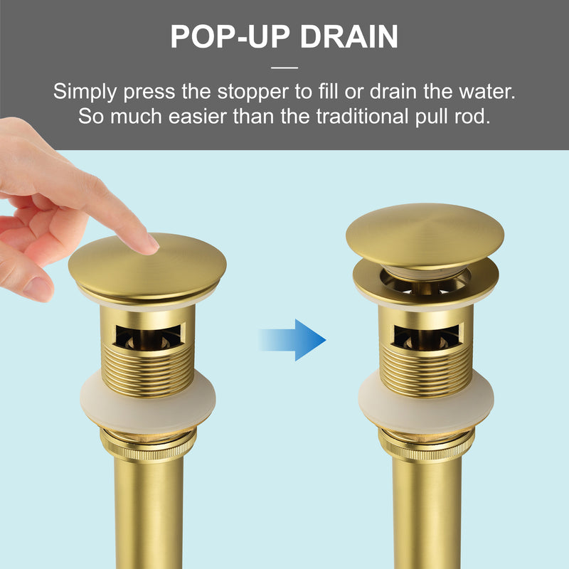 SHAMANDA Brass Bathroom Sink Drain, Vessel Vanity Sink Pop Up Drain Stopper with Overflow Lavatory Drain Assembly