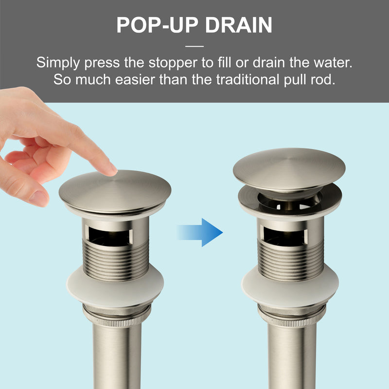 SHAMANDA Brass Bathroom Sink Drain, Vessel Vanity Sink Pop Up Drain Stopper with Overflow Lavatory Drain Assembly