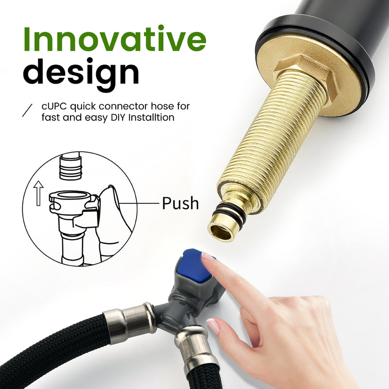 Two Handle High Arc Widespread Bathroom Sink Faucet 3 Hole with Pop-Up Drain and Water Supply Lines