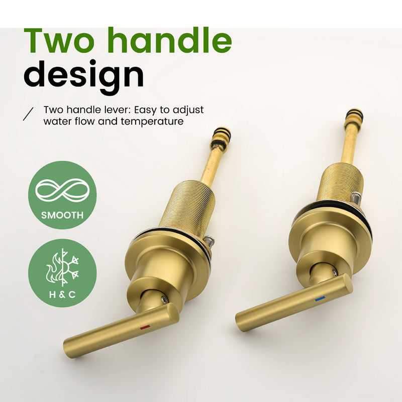 Two Handle High Arc Widespread Bathroom Sink Faucet 3 Hole with Pop-Up Drain and Water Supply Lines
