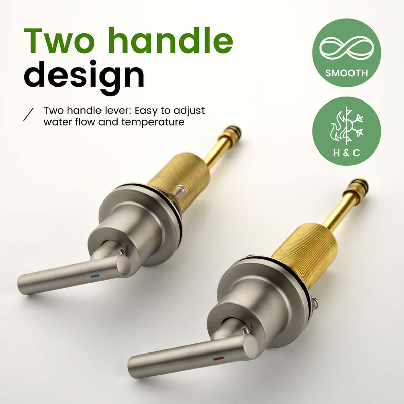Two Handle High Arc Widespread Bathroom Sink Faucet 3 Hole with Pop-Up Drain and Water Supply Lines