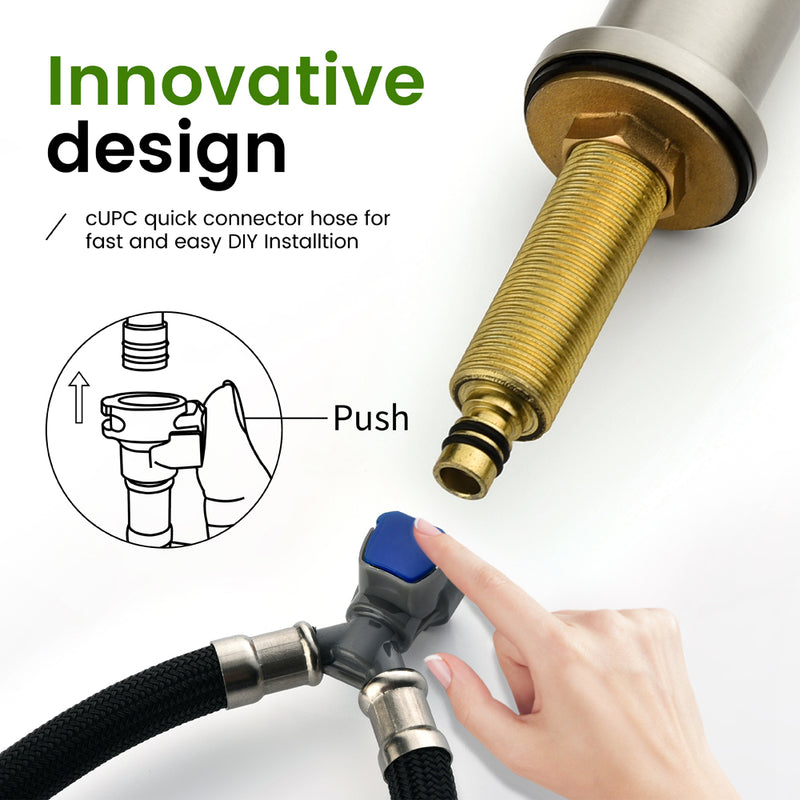 Two Handle High Arc Widespread Bathroom Sink Faucet 3 Hole with Pop-Up Drain and Water Supply Lines