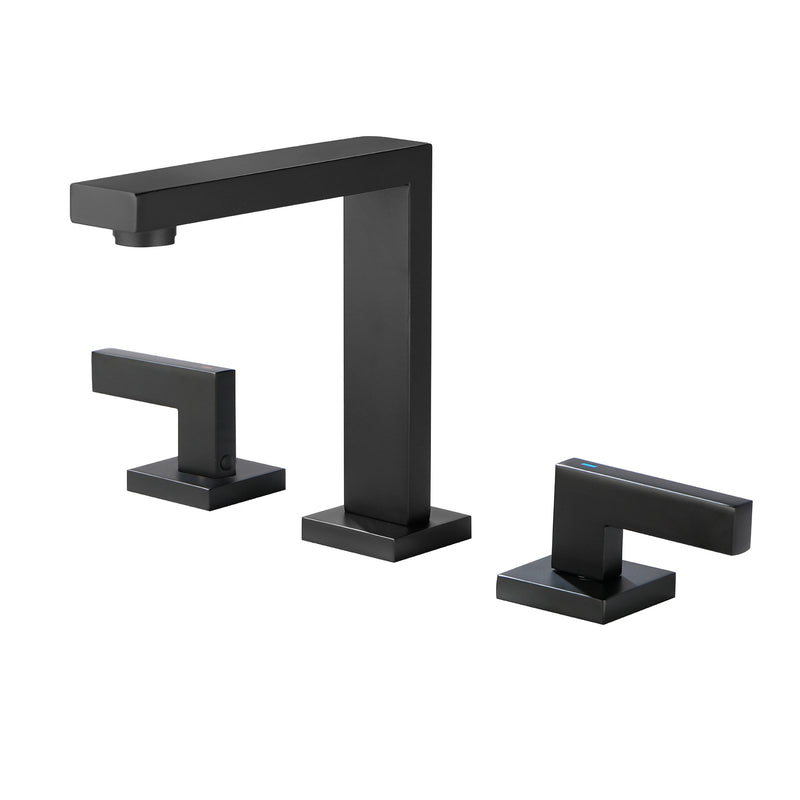 Widespread Bathroom Faucet 3 Hole 2-lever Vanity Faucet with Supply Hoses SUS 304 Stainless Steel