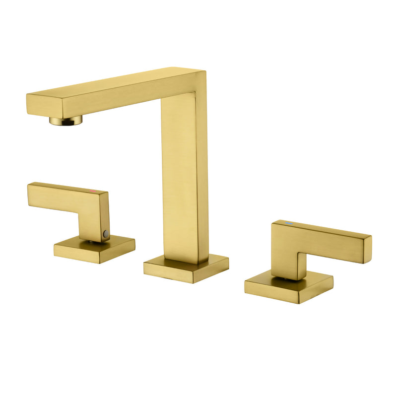 Widespread Bathroom Faucet 3 Hole 2-lever Vanity Faucet with Supply Hoses SUS 304 Stainless Steel