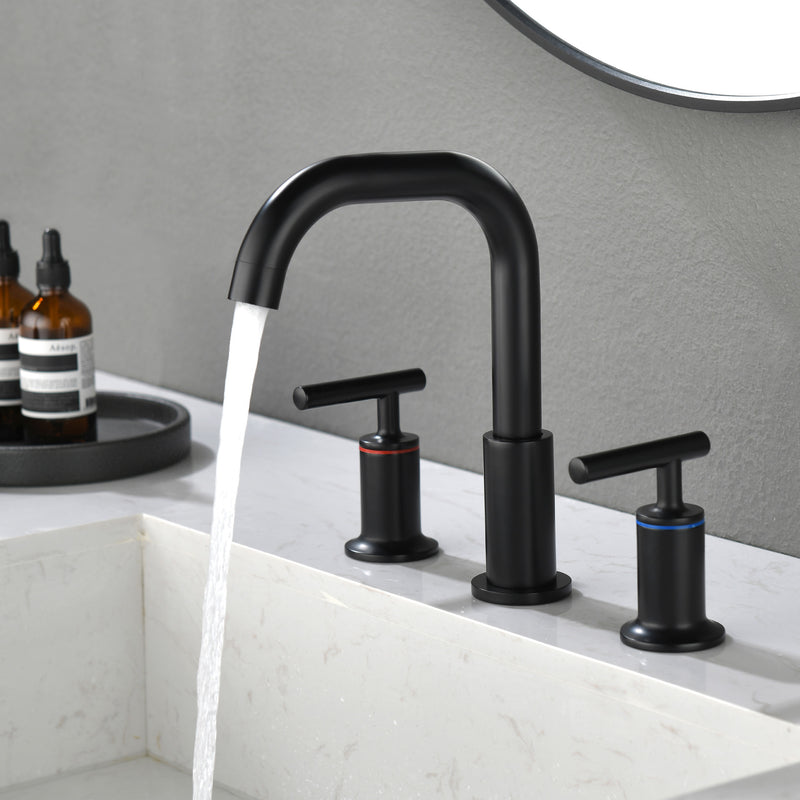 2-Handle 3-Hole 8-inch Brass Bathroom Vanity Faucet