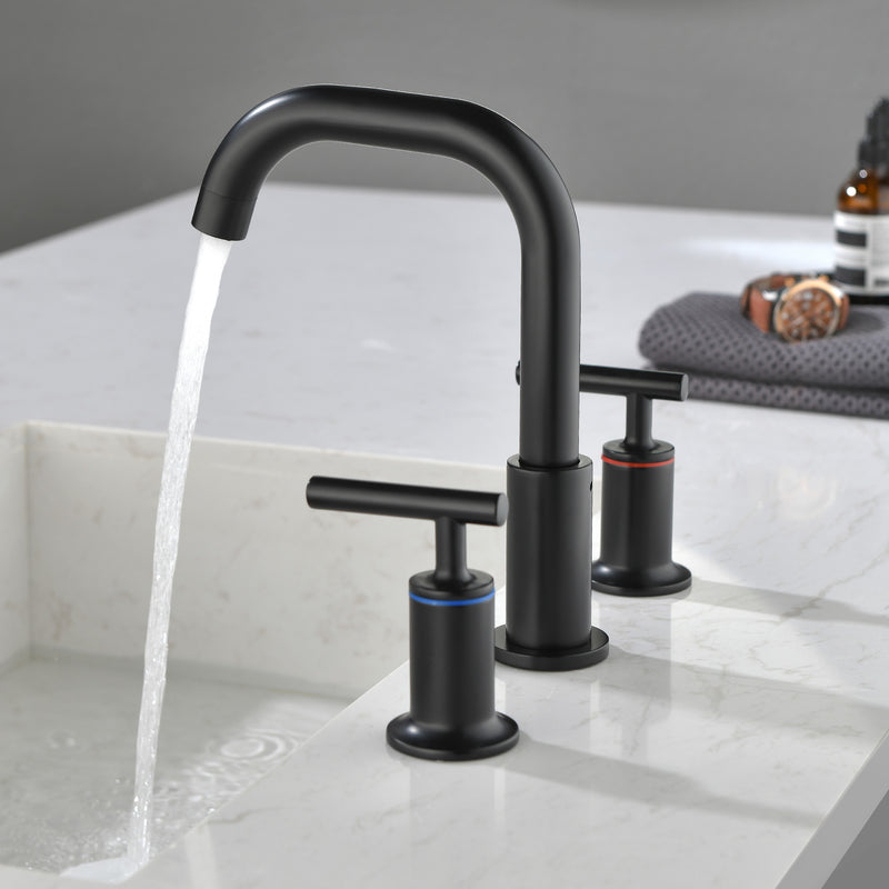 2-Handle 3-Hole 8-inch Brass Bathroom Vanity Faucet