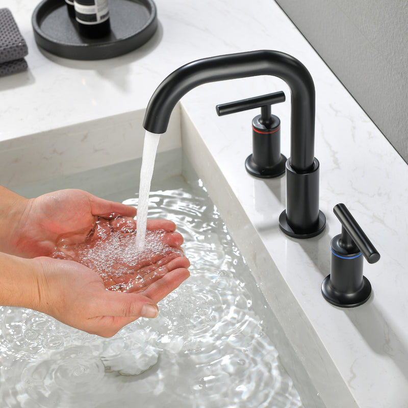 2-Handle 3-Hole 8-inch Brass Bathroom Vanity Faucet