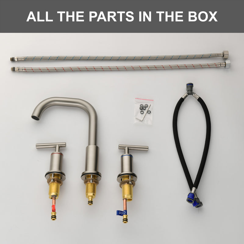 2-Handle 3-Hole 8-inch Brass Bathroom Vanity Faucet