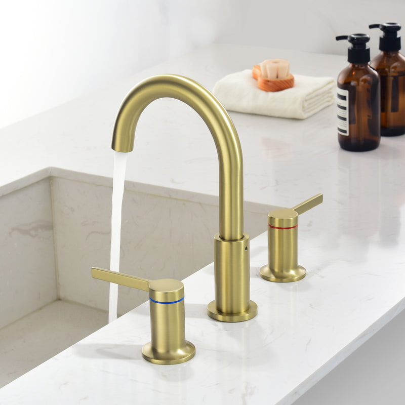 Bathroom Vanity Sink Faucet 3 Holes, Mordern 2 Handle 8 Inch Widespread Bathroom Lavatory