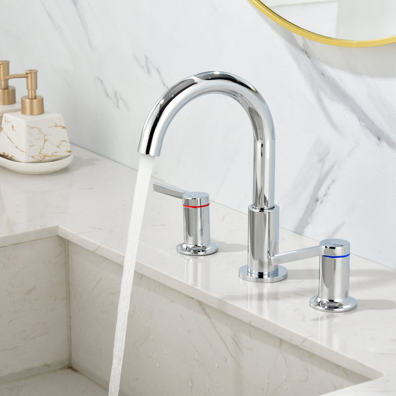 Bathroom Vanity Sink Faucet 3 Holes, Mordern 2 Handle 8 Inch Widespread Bathroom Lavatory