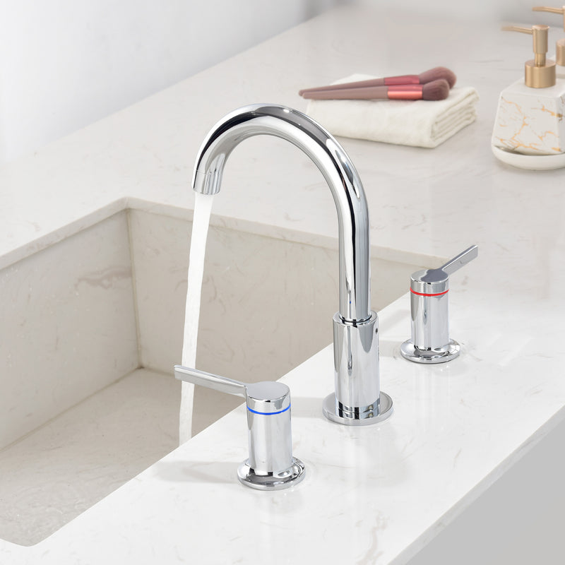 Bathroom Vanity Sink Faucet 3 Holes, Mordern 2 Handle 8 Inch Widespread Bathroom Lavatory