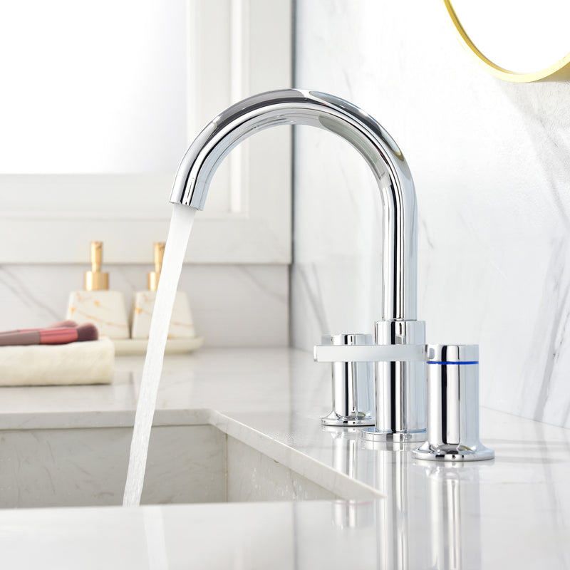 Bathroom Vanity Sink Faucet 3 Holes, Mordern 2 Handle 8 Inch Widespread Bathroom Lavatory