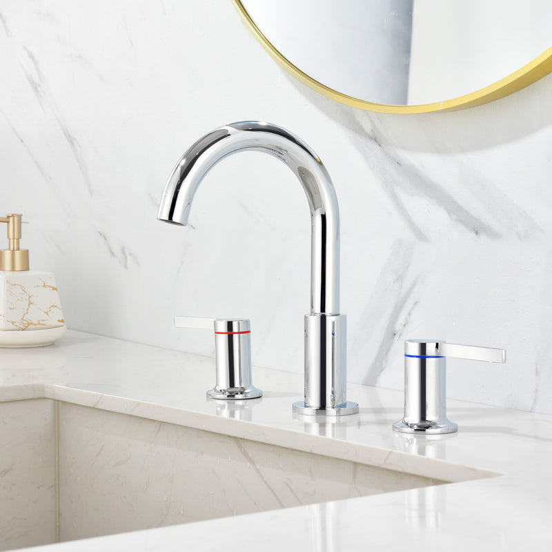 Bathroom Vanity Sink Faucet 3 Holes, Mordern 2 Handle 8 Inch Widespread Bathroom Lavatory