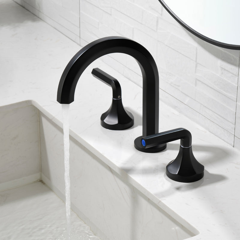 Bathroom Sink Faucet 3 Holes Widespread 8 Inch Lavatory Faucets with Hot and Cold Water Mixer