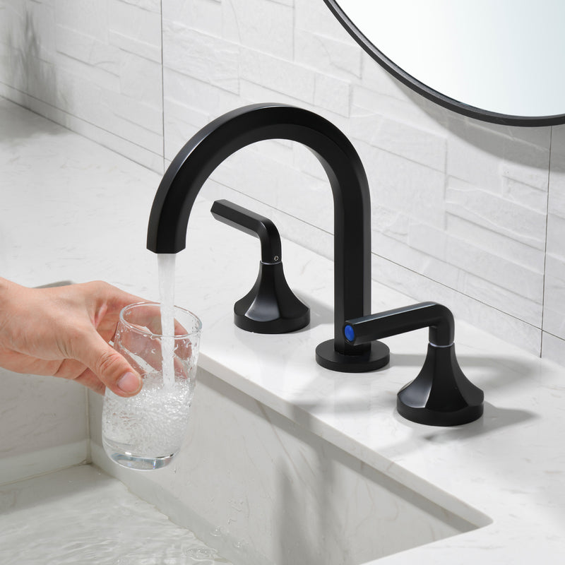 Bathroom Sink Faucet 3 Holes Widespread 8 Inch Lavatory Faucets with Hot and Cold Water Mixer