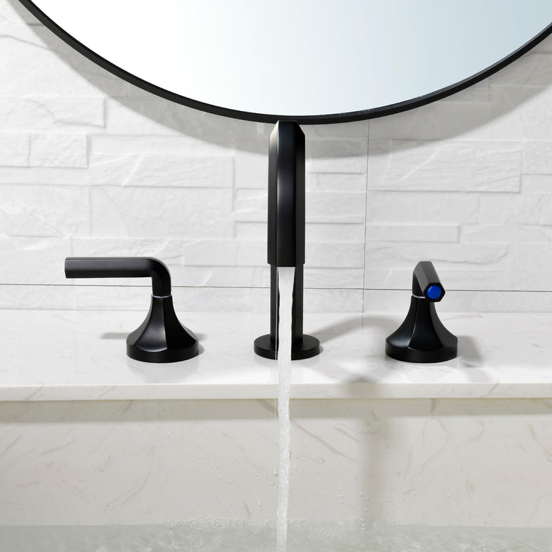 Bathroom Sink Faucet 3 Holes Widespread 8 Inch Lavatory Faucets with Hot and Cold Water Mixer