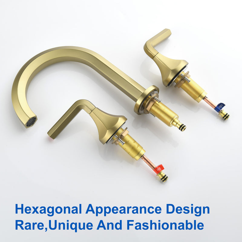 Bathroom Sink Faucet 3 Holes Widespread 8 Inch Lavatory Faucets with Hot and Cold Water Mixer