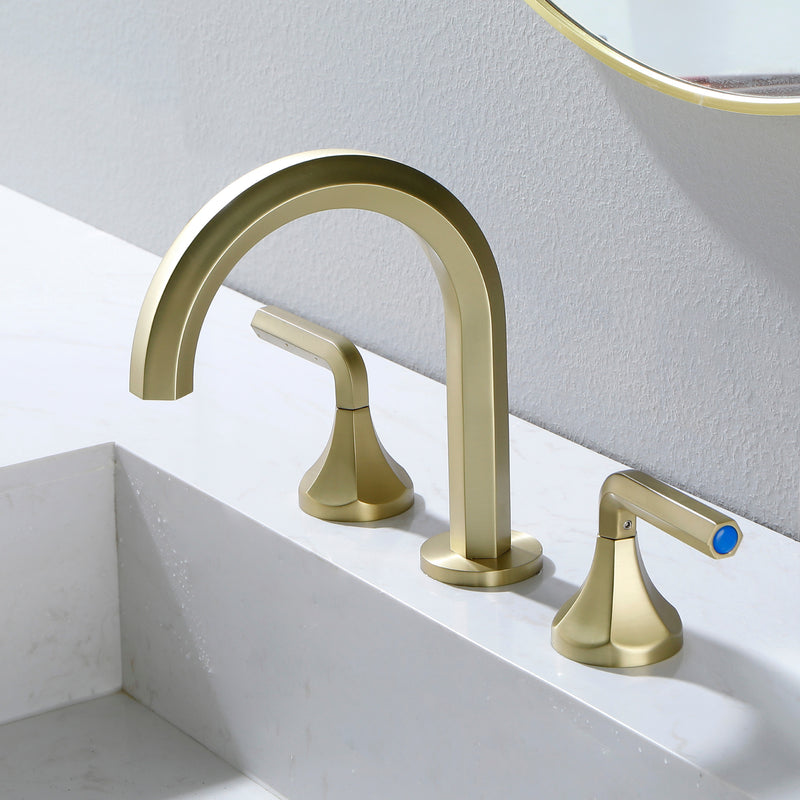 Bathroom Sink Faucet 3 Holes Widespread 8 Inch Lavatory Faucets with Hot and Cold Water Mixer