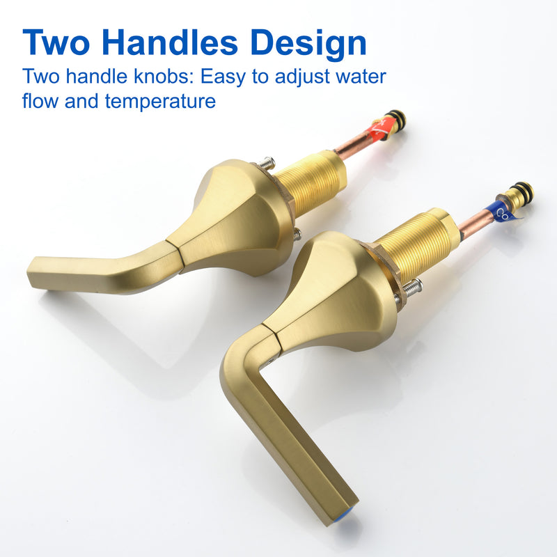 Bathroom Sink Faucet 3 Holes Widespread 8 Inch Lavatory Faucets with Hot and Cold Water Mixer