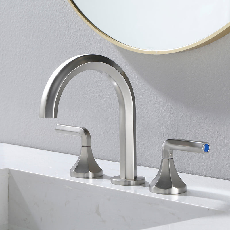 Bathroom Sink Faucet 3 Holes Widespread 8 Inch Lavatory Faucets with Hot and Cold Water Mixer