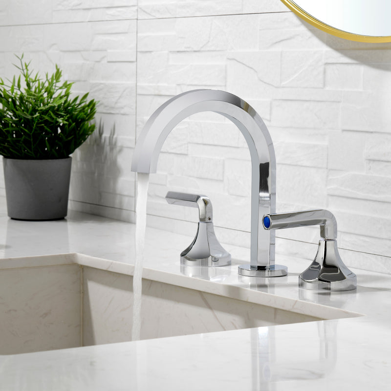 Bathroom Sink Faucet 3 Holes Widespread 8 Inch Lavatory Faucets