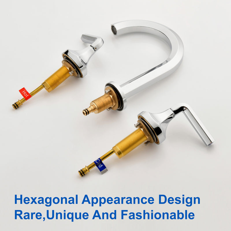 Bathroom Sink Faucet 3 Holes Widespread 8 Inch Lavatory Faucets