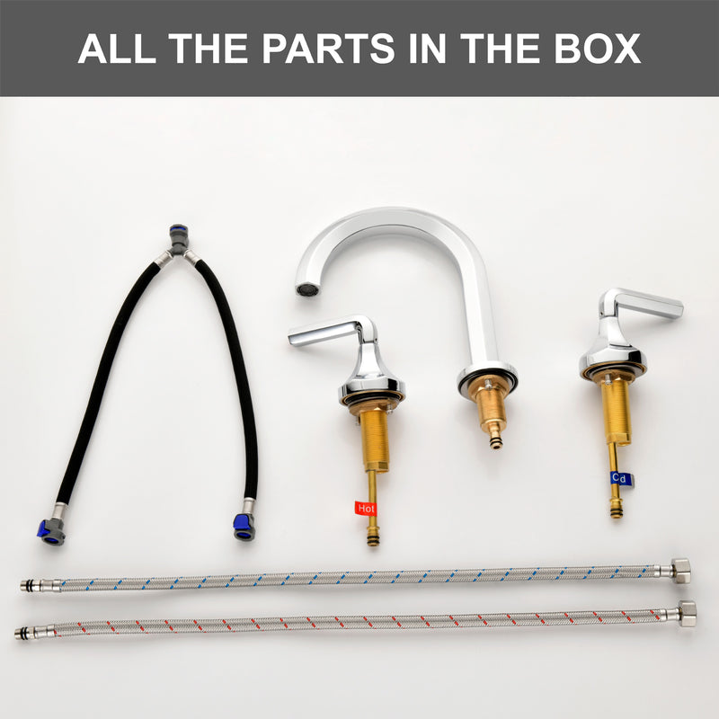 Bathroom Sink Faucet 3 Holes Widespread 8 Inch Lavatory Faucets