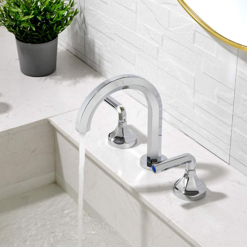 Bathroom Sink Faucet 3 Holes Widespread 8 Inch Lavatory Faucets