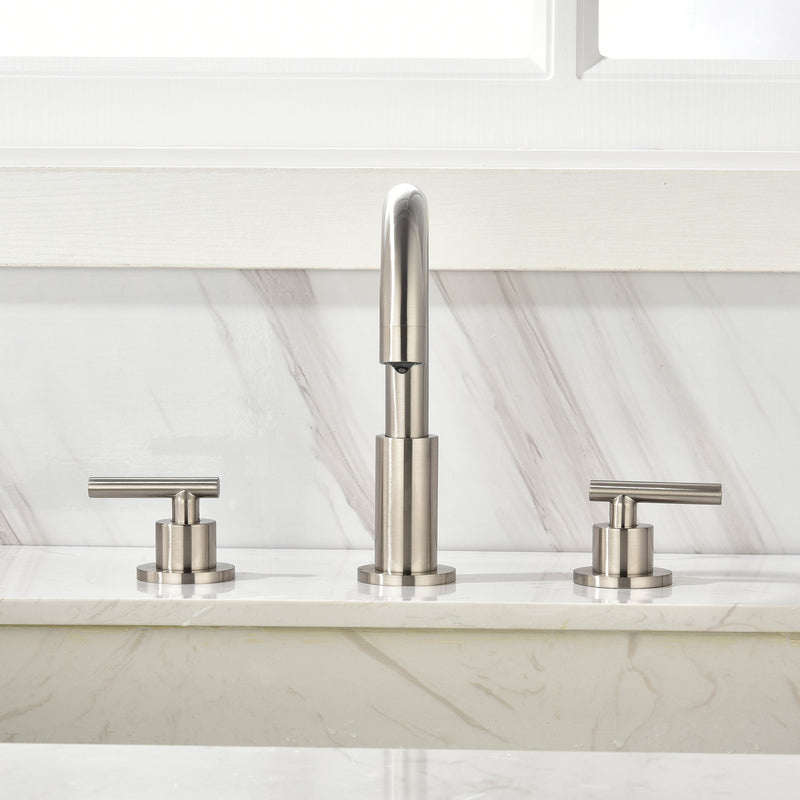 3 Hole Brass Bathroom Sink Faucet, 2 Handle 8 Inch Widespread Laundry Sink Faucet  Black