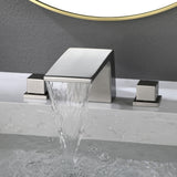 SHAMANDA Bathroom Basin Faucet 3 Holes 2 Square Handles Brushed Gold Sink Faucet