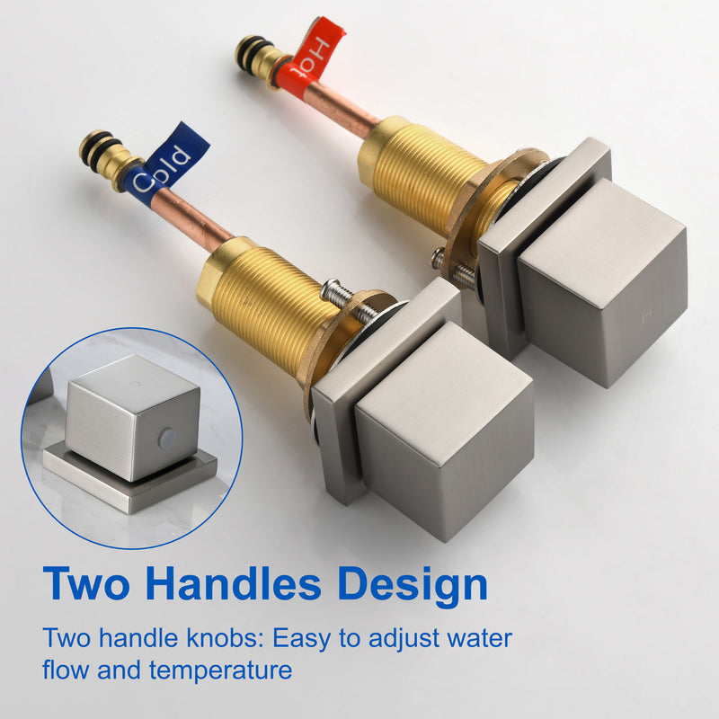 Bathroom Roman Tub Faucet with Waterfall Spout, 3 Hole Deck Mount Widespread Basin Faucet