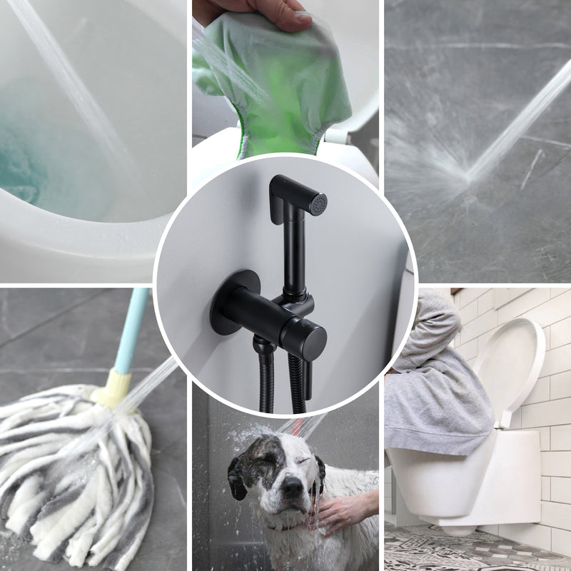 Bidet Sprayer for Toilet, Brass Handheld Sprayer Attachment with hose for Feminine Wash, Baby Diaper Cloth Washer and Shower Sprayer for Pet, Wall or Toilet Mount
