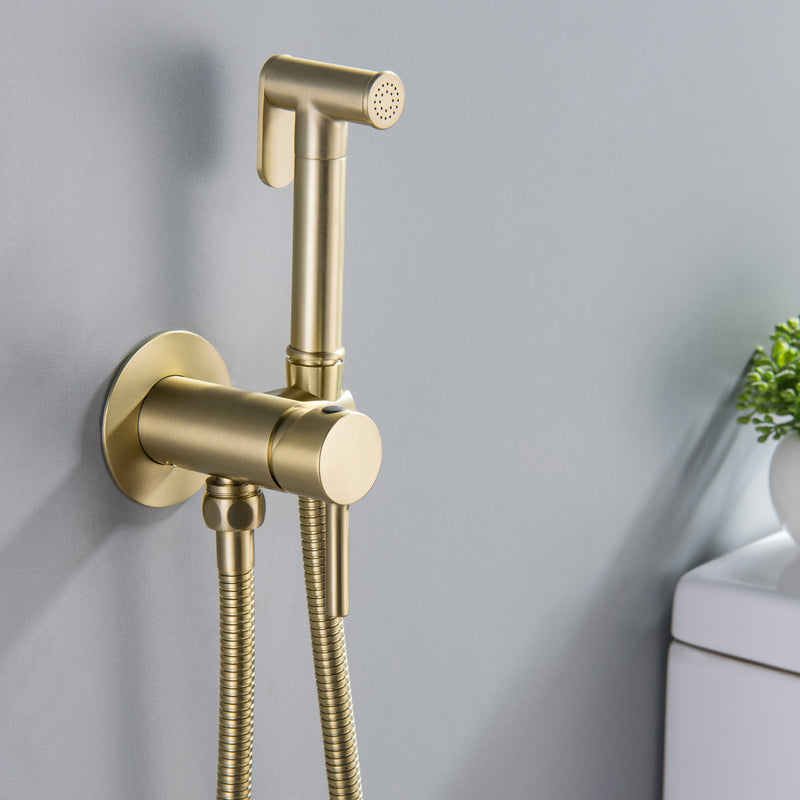 Bidet Sprayer for Toilet, Brass Handheld Sprayer Attachment with hose for Feminine Wash, Baby Diaper Cloth Washer and Shower Sprayer for Pet, Wall or Toilet Mount